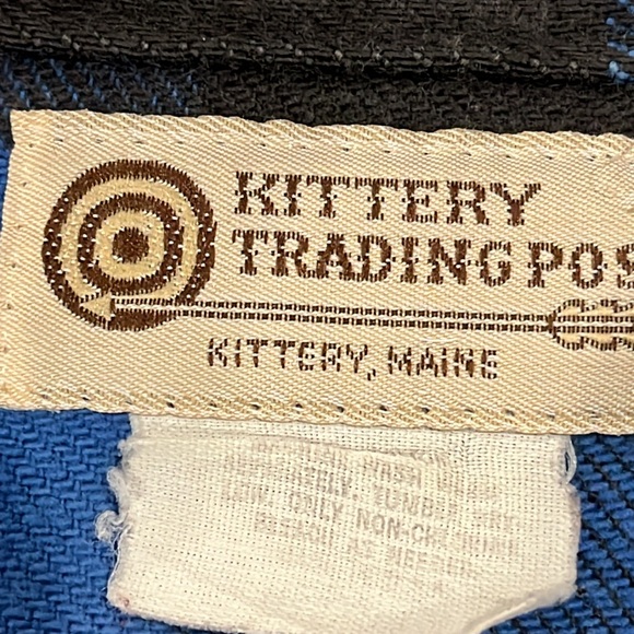 Kittery Trading Post Vintage Flannel Shirt blue black plaid USA grunge - Picture 10 of 11